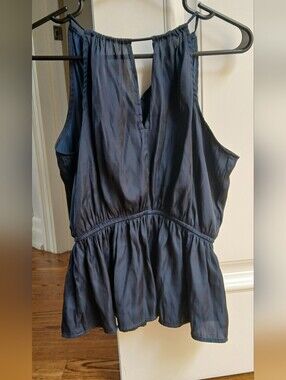 Sleeveless Navy Peplum Top - Women's